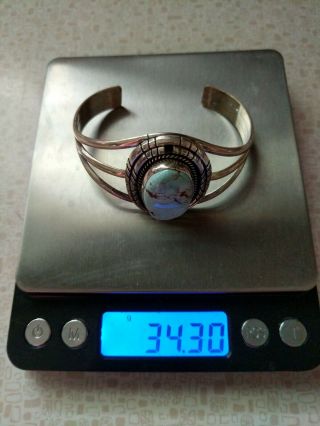 Vintage Navajo Sterling Turquoise Cuff Bracelet 8
