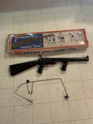 Vintage Johnson Toy Indoor Target Rifle With Box Rare Toy