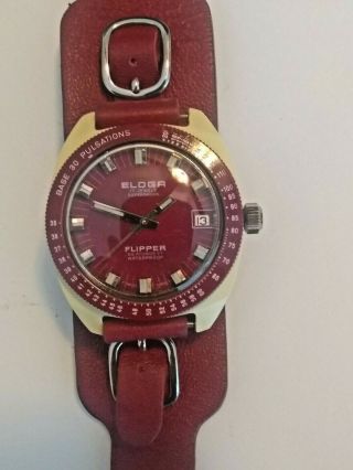 Vintage Eloga 17 Jewel 20atm 600ft Flipper Diver Watch
