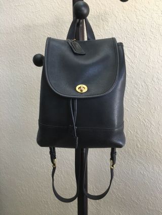Coach Leather Cowhide Black Vintage Backpack Bag Purse 9791