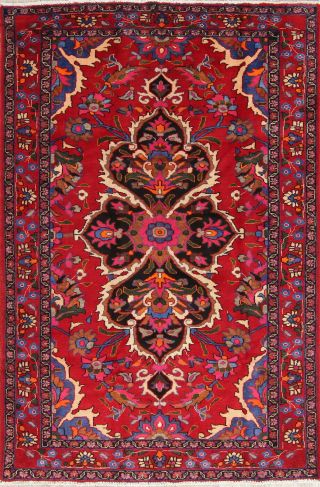 Floral Oriental Bakhtiari Area Rug Wool Hand - Knotted Medallion Red Carpet 5x7