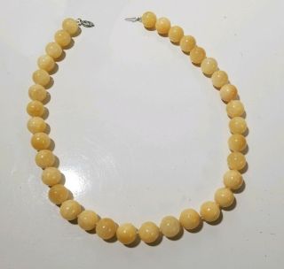 Antique Vtg Solid 14k Art Deco Yellow Jade 18 " Hand Knotted Bead Necklace