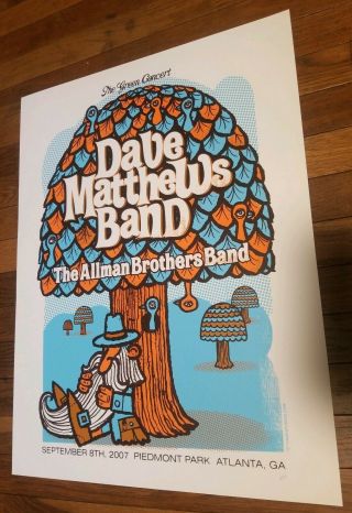 Dave Matthews Band Poster 2007 Piedmont Park Atlanta Concert Ap Rare