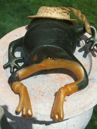 Vintage 1966 Russ Berrie Fruggy Frog - Oily Jiggler With Hat and Hang String 4