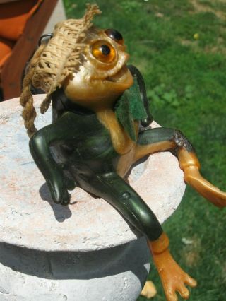 Vintage 1966 Russ Berrie Fruggy Frog - Oily Jiggler With Hat and Hang String 8
