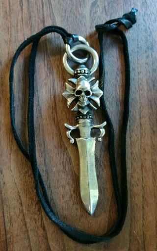 Rare Gaboratory King Baby Skull & Dagger Pendant Solid Silver 64g