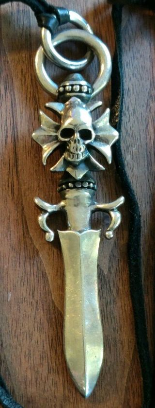 Rare Gaboratory King Baby Skull & Dagger Pendant Solid Silver 64g 2
