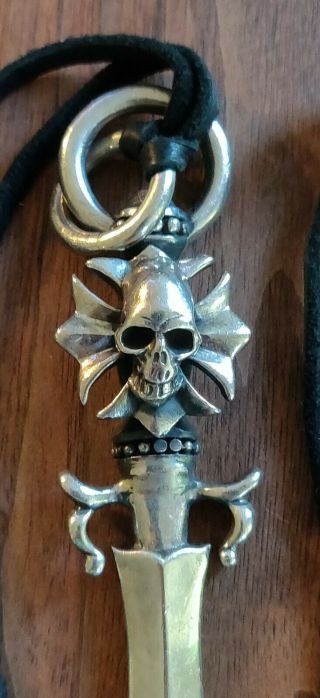 Rare Gaboratory King Baby Skull & Dagger Pendant Solid Silver 64g 6
