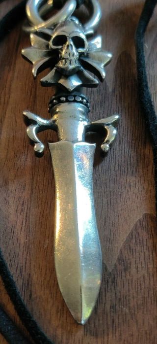 Rare Gaboratory King Baby Skull & Dagger Pendant Solid Silver 64g 7