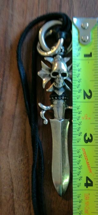 Rare Gaboratory King Baby Skull & Dagger Pendant Solid Silver 64g 8