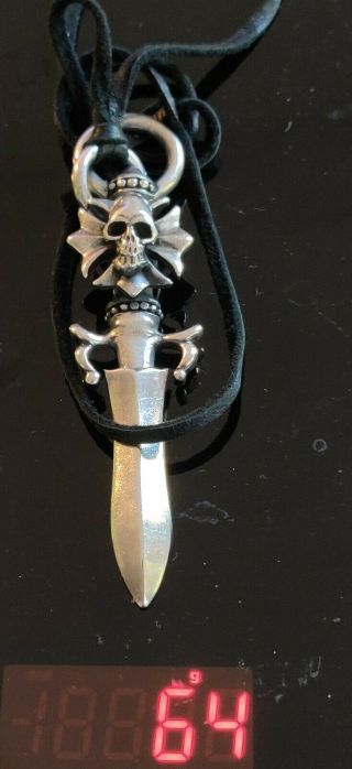 Rare Gaboratory King Baby Skull & Dagger Pendant Solid Silver 64g 9
