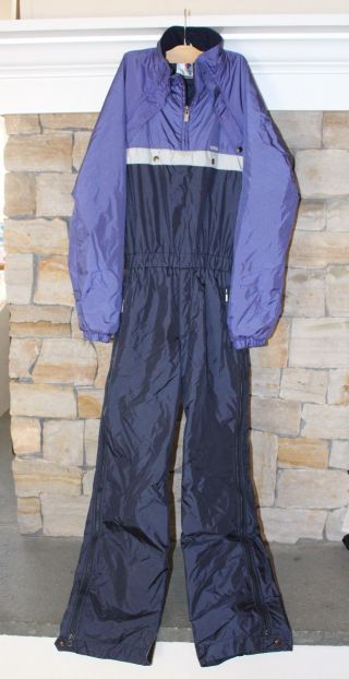 Vintage Descente 90s 80s Mens Purple Blue Ski Snow Suit One Piece Size M Eu 50