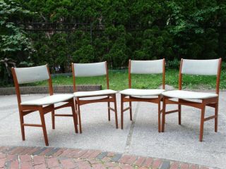 Set Four Vintage Mid - Century Teak Dining Chairs Denmark Danish Modern Era