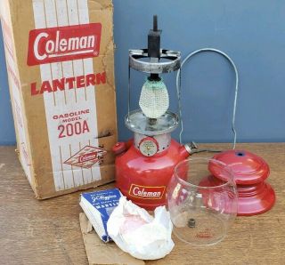 Vintage Coleman Camping Lantern 200a Red 1 - 59 & Extra