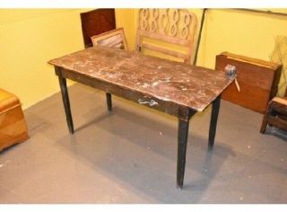 Huge Antique Primitive Industrial Work Bench Table Vintage Furniture 2