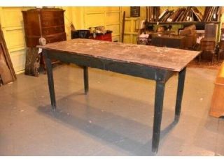 Huge Antique Primitive Industrial Work Bench Table Vintage Furniture 3