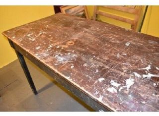 Huge Antique Primitive Industrial Work Bench Table Vintage Furniture 6