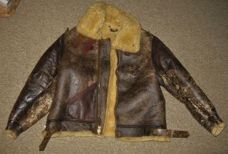 Vintage Wwii Shearling B3 Winter Flying Jacket,  Size 40