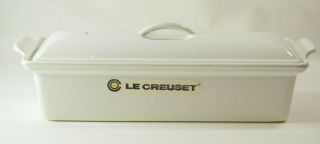 Vintage Le Creuset Pate Terrine 32cm Commercial Chef White Enamel With Lid