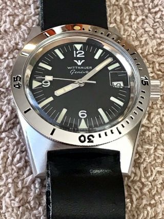 Vintage Stainless Steel Men’s Wittnauer Geneve 4000 C11ks Divers Watch Serviced