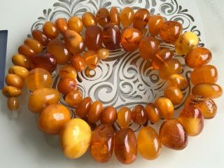 RARE Natural Vintage Amber Beads Antique Baltic Old Necklace 72,  45gr 2