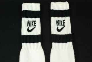 Vintage 70s Nike Tube Socks Black White Mens Adult Jordan Swoosh Basketball