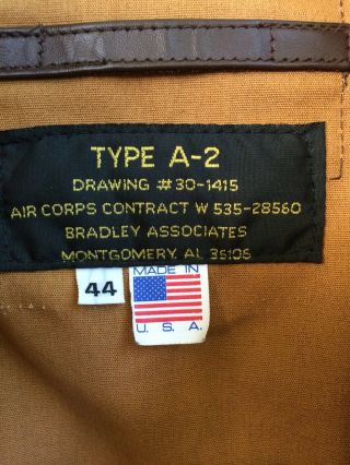 Vintage Usa Leather Jacket Type A - 2 Goatskin Air Force Size 44 Regular No Stains