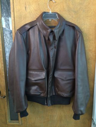Vintage USA Leather Jacket Type A - 2 Goatskin Air Force Size 44 Regular No Stains 2