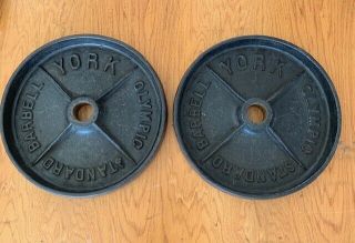 York Vintage Deep Dish Olympic Weight Plates.  45lb X 2