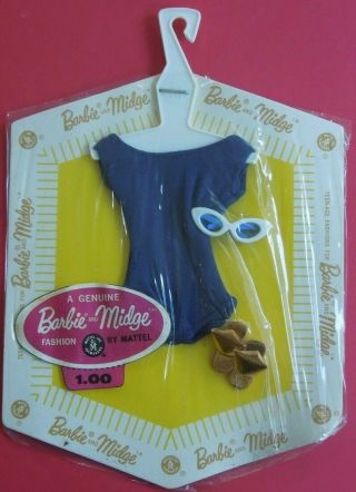 Vintage Nrfc Moc Mattel Barbie Pak - Navy Blue Helenca Swim Suit