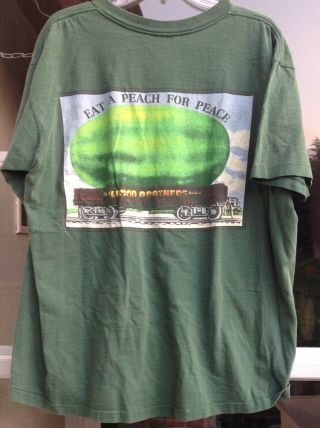 Vintage 1995 Allman Brothers Eat A Peach For Peace Green T Shirt Size Xl Rare
