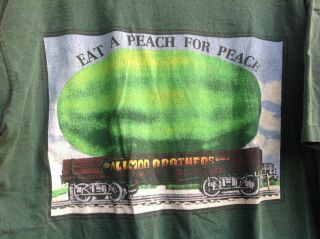 Vintage 1995 Allman Brothers Eat A Peach For Peace Green T Shirt Size XL RARE 2