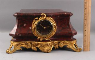 Antique French Red Marble Gilt Bronze Mantle Clock for Bronze Sculpture Statue 2
