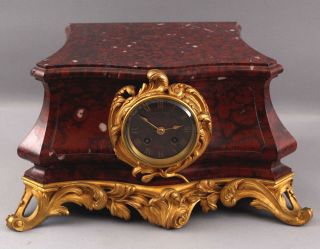 Antique French Red Marble Gilt Bronze Mantle Clock for Bronze Sculpture Statue 4