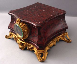 Antique French Red Marble Gilt Bronze Mantle Clock for Bronze Sculpture Statue 5