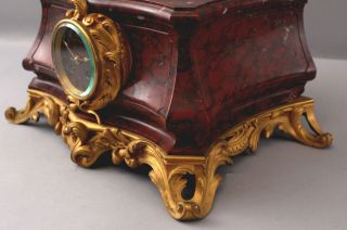 Antique French Red Marble Gilt Bronze Mantle Clock for Bronze Sculpture Statue 6