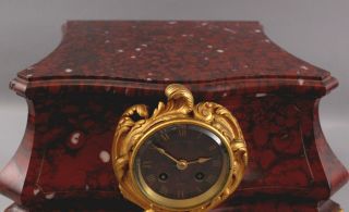 Antique French Red Marble Gilt Bronze Mantle Clock for Bronze Sculpture Statue 7