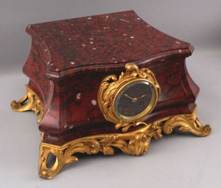 Antique French Red Marble Gilt Bronze Mantle Clock for Bronze Sculpture Statue 8