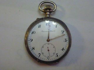 Rare Find Vintage Iwc International Watch Co.  Pocket Watch Silver 900 Dial