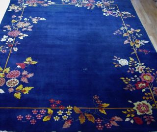 Antique Art Deco Chinese Hand - Knotted Wool Oriental Rug 8 