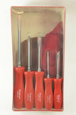 Snap On Tools Sddx50drhx 5 Pc Screwdriver Set With Hat - Vintage Nos