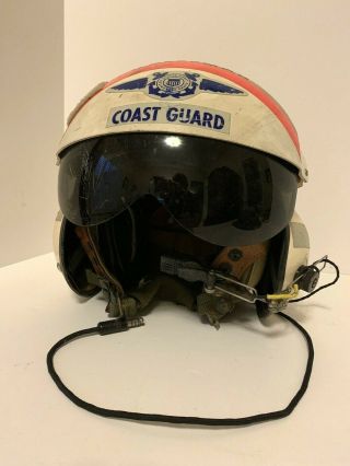 Vintage Us Coast Guard Flight Helmet With Name & Call Sign (rare)