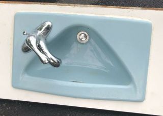 Vtg Bathroom Sink Kohler Mid Century Triangle Shape Faucet Rare