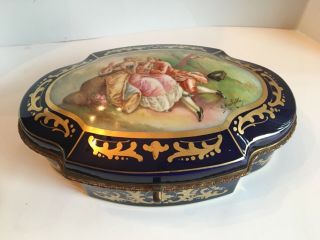Antique Sevres Style Chateau De Longpres Handpainted Dresser/jewelry Box Signed