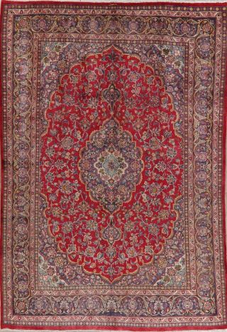 VINTAGE Traditional Floral Kashmar RED Area Rug Hand - Knotted Living Room 8 ' x12 ' 2