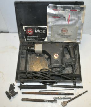 Vintage Black & Decker Macho 5095 1 1/2 Inch Havy Duty Rotary Hammer Case,  Bits