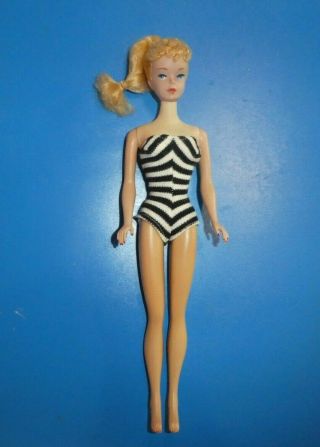 Vintage Blonde Ponytail Barbie 3/4 Transitional With Nipples & Chubby Face