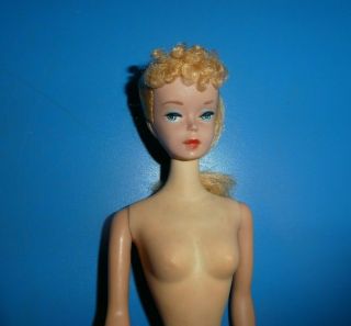 Vintage Blonde Ponytail Barbie 3/4 Transitional with Nipples & Chubby Face 3