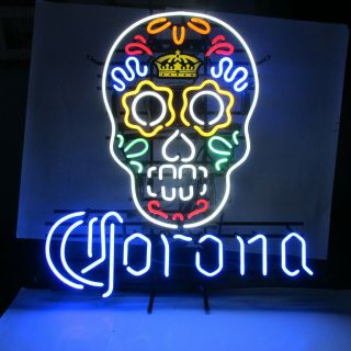 Omg Corona Extra Beer Neon Sign Day Of The Dead Sugar Skull Rare