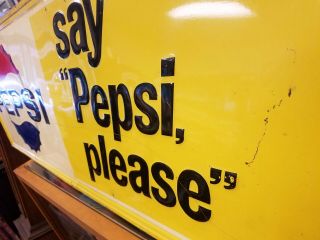Vintage Say Pepsi Please Embossed Sign Metal 1950 ' s Tin Advertising Sodiana Orig 4